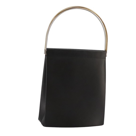 CARTIER Trinity Bag Hand Bag Leather Black Gold Auth 110028 - Picture 1 of 16